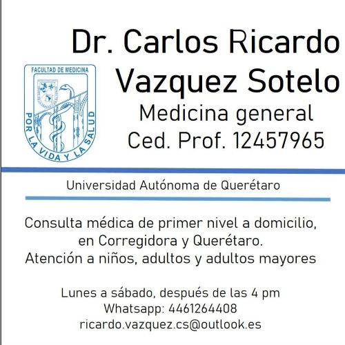 Carlos Ricardo Vazquez Sotelo, Médico General en Corregidora | Agenda una cita online
